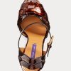 Sandales marron en cuir de veau verni Callahan de Ralph Lauren pour femme Sandales marron en cuir de veau verni Callahan de Ralph Lauren pour femme