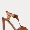 Sandales marron Ralph Lauren Emilie Welington en cuir de veau pour femme Sandales marron Ralph Lauren Emilie Welington en cuir de veau pour femme