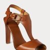 Sandales marron Ralph Lauren Emilie Welington en cuir de veau pour femme Sandales marron Ralph Lauren Emilie Welington en cuir de veau pour femme