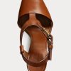 Sandales marron Ralph Lauren Emilie Welington en cuir de veau pour femme Sandales marron Ralph Lauren Emilie Welington en cuir de veau pour femme