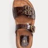 Sandales marron Ralph Lauren Ezra en cuir à motif crocodile pour femme
