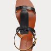 Sandales noires en cuir de veau bruni Ralph Lauren Dyllon pour femmes Sandales noires en cuir de veau bruni Ralph Lauren Dyllon pour femmes