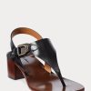 Sandales noires en cuir de veau Julie Welington pour femmes Ralph Lauren Sandales noires en cuir de veau Julie Welington pour femmes Ralph Lauren