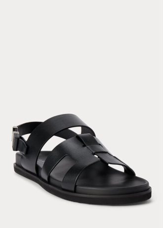 Sandales noires en cuir de veau Ralph Lauren Biorn pour homme