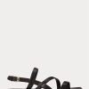 Sandales noires en cuir de veau Ralph Lauren Carlion pour hommes Sandales noires en cuir de veau Ralph Lauren Carlion pour hommes