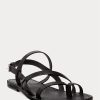 Sandales noires en cuir de veau Ralph Lauren Carlion pour hommes Sandales noires en cuir de veau Ralph Lauren Carlion pour hommes