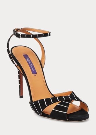 Sandales noires en daim de chèvre ornées Kandice de Ralph Lauren pour femmes