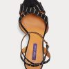 Sandales noires en daim de chèvre ornées Kandice de Ralph Lauren pour femmes Sandales noires en daim de chèvre ornées Kandice de Ralph Lauren pour femmes
