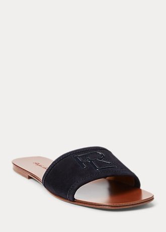 Sandales noires en daim de veau Andela Ralph Lauren pour femmes