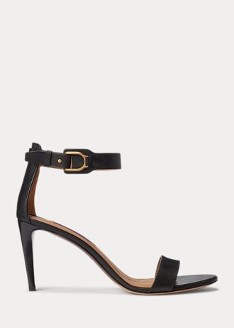 Sandales noires Ralph Lauren Channing Welington brunies pour femmes