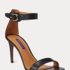 Sandales noires Ralph Lauren Channing Welington brunies pour femmes Sandales noires Ralph Lauren Channing Welington brunies pour femmes