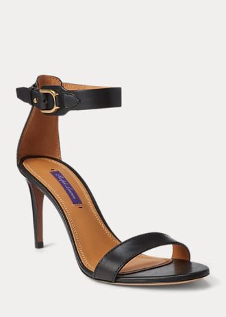 Sandales noires Ralph Lauren Channing Welington brunies pour femmes