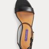 Sandales noires Ralph Lauren Channing Welington brunies pour femmes Sandales noires Ralph Lauren Channing Welington brunies pour femmes