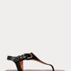 Sandales noires Ralph Lauren Delancie Welington en cuir de veau pour femme Sandales noires Ralph Lauren Delancie Welington en cuir de veau pour femme