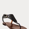 Sandales noires Ralph Lauren Delancie Welington en cuir de veau pour femme Sandales noires Ralph Lauren Delancie Welington en cuir de veau pour femme