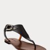 Sandales noires Ralph Lauren Delancie Welington en cuir de veau pour femme Sandales noires Ralph Lauren Delancie Welington en cuir de veau pour femme