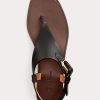 Sandales noires Ralph Lauren Delancie Welington en cuir de veau pour femme Sandales noires Ralph Lauren Delancie Welington en cuir de veau pour femme