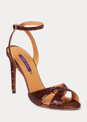 Sandales à paillettes Kandice marron pour femme Ralph Lauren