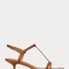 Sandales à talon chaton en cuir d&rsquo;agneau marron Ralph Lauren pour femme