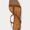 Sandales à talon chaton en cuir d&rsquo;agneau marron Ralph Lauren pour femme