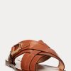 Sandales étriers en cuir de veau Jacie de Ralph Lauren marron pour femmes Sandales étriers en cuir de veau Jacie de Ralph Lauren marron pour femmes