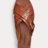 Sandales étriers en cuir de veau Jacie de Ralph Lauren marron pour femmes Sandales étriers en cuir de veau Jacie de Ralph Lauren marron pour femmes