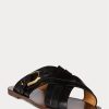 Sandales étriers noires en cuir de veau Jacie Ralph Lauren pour femmes Sandales étriers noires en cuir de veau Jacie Ralph Lauren pour femmes