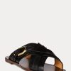 Sandales étriers noires en cuir de veau Jacie Ralph Lauren pour femmes Sandales étriers noires en cuir de veau Jacie Ralph Lauren pour femmes