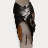 Sandales étriers noires en cuir de veau Jacie Ralph Lauren pour femmes Sandales étriers noires en cuir de veau Jacie Ralph Lauren pour femmes