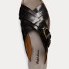 Sandales étriers noires en cuir de veau Jacie Ralph Lauren pour femmes Sandales étriers noires en cuir de veau Jacie Ralph Lauren pour femmes