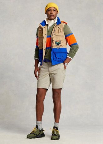 Short chino droit extensible Ralph Lauren kaki pour homme