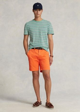 Short chino extensible coupe droite orange Ralph Lauren pour homme