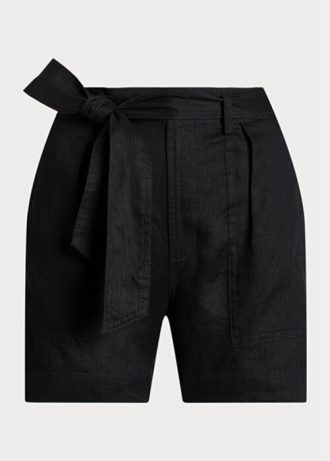 Short en lin noir avec ceinture Ralph Lauren pour femme