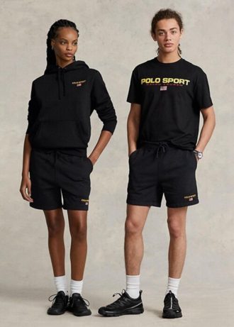Short en molleton noir Polo Sport Ralph Lauren pour homme