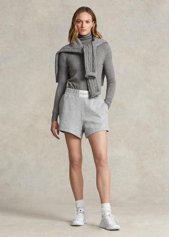 Short en polaire gris avec logo Ralph Lauren pour femme