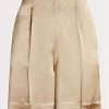 Short en satin délavé kaki Ralph Lauren Ainsworth pour femme