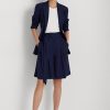 Short large en georgette plissée bleu marine Ralph Lauren pour femme