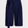 Short large en georgette plissée bleu marine Ralph Lauren pour femme