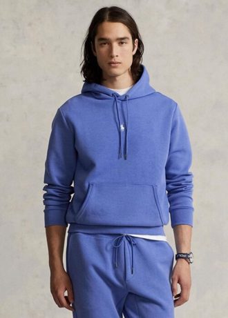 Sweat à capuche bleu en maille double pour homme Ralph Lauren