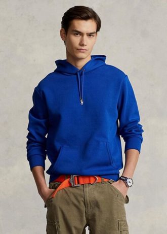 Sweat à capuche bleu en maille double pour homme Ralph Lauren