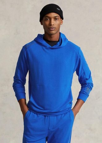 Sweat à capuche bleu en molleton Ralph Lauren pour homme