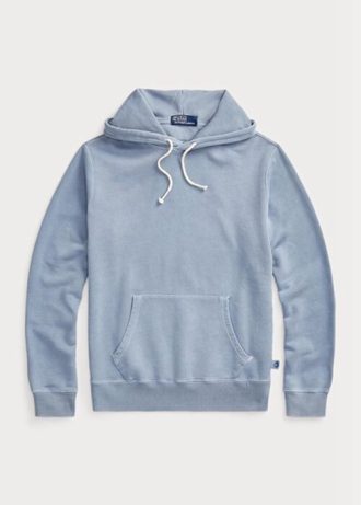 Sweat à capuche bleu en polaire de coton biologique Ralph Lauren pour homme