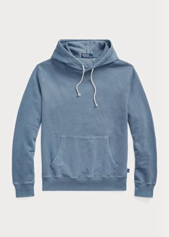 Sweat à capuche bleu en polaire de coton biologique Ralph Lauren pour homme
