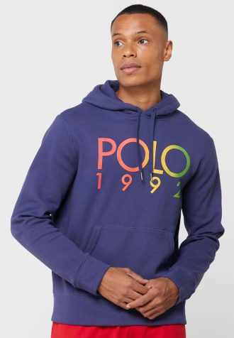 Sweat à capuche bleu marine avec logo Ralph Lauren pour homme