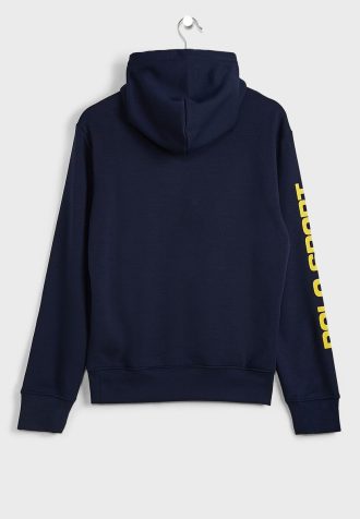 Sweat à capuche bleu marine à manches avec logo Ralph Lauren pour homme
