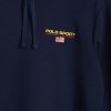 Sweat à capuche bleu marine à manches avec logo Ralph Lauren pour homme