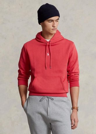 Sweat à capuche double maille rouge Ralph Lauren pour homme