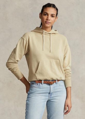 Sweat à capuche en molleton de coton Ralph Lauren kaki pour femme