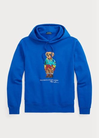 Sweat à capuche en polaire bleu Polo Bear Ralph Lauren pour homme