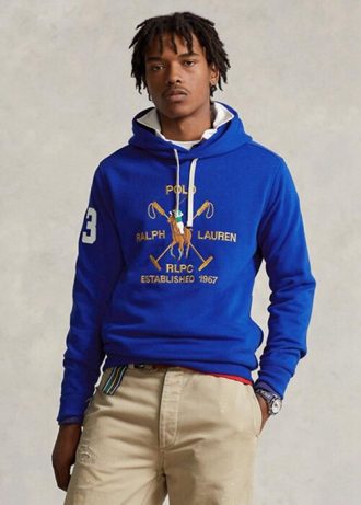 Sweat à capuche en polaire bleu Ralph Lauren Big Polo Crest pour homme